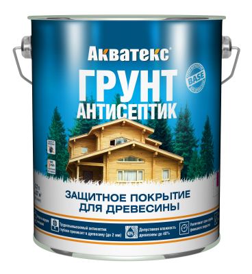 Грунт-антисептик Акватекс для древесины, алкидный, защитный, невымываемый, бесцветный 2,7 л