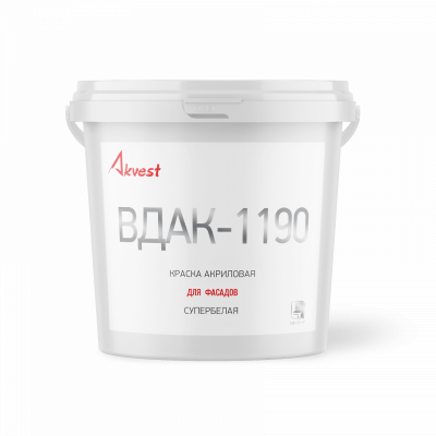Краска акриловая супербелая для фасадов ВДАК-1190, Аквест,  14 кг